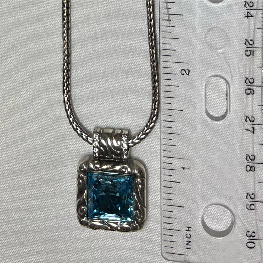 Elegant Brighton Silver Necklace with Blue Gemstone